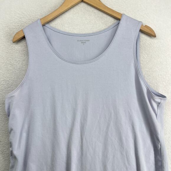 EILEEN FISHER Tank Top XL Organic Cotton Stretch Jersey Scoop Neck Purple USA - Picture 3 of 11
